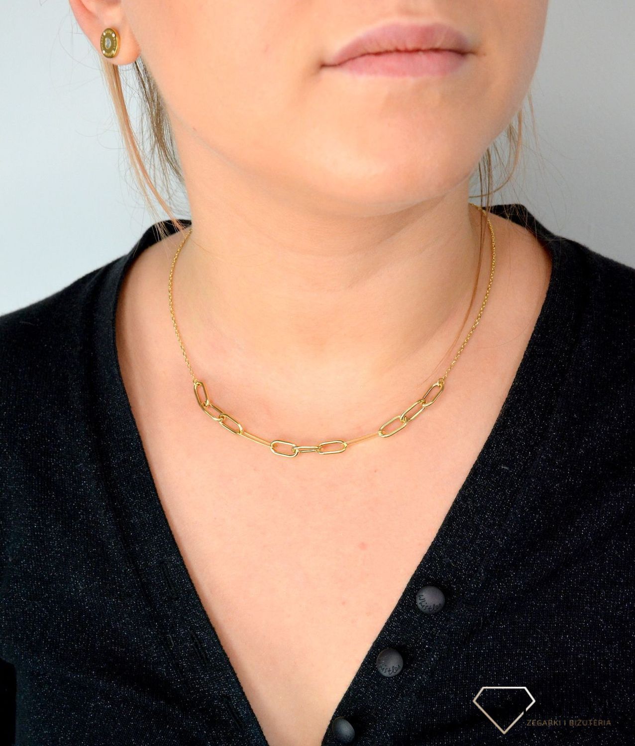 Złoty naszyjnik z modnym wzorem równych ogniw NA 2967.jpg